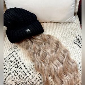 CSC Dark Blonde Wavy Beanie Wig with Black Knit Slouchy Beanie - Standard Size